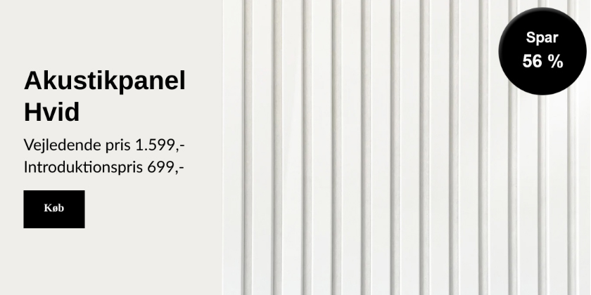 Akustikpanel Hvid m. hvid baggrund