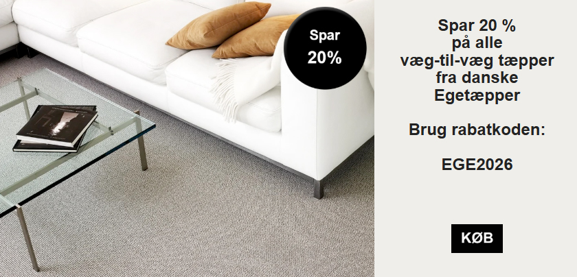 20 % rabat på væg-til-væg tæpper fra Egetæpper