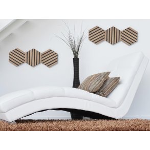 Designpanel - Obehandlad Amerikansk Valnt m. svart bakgrund - Hexagon