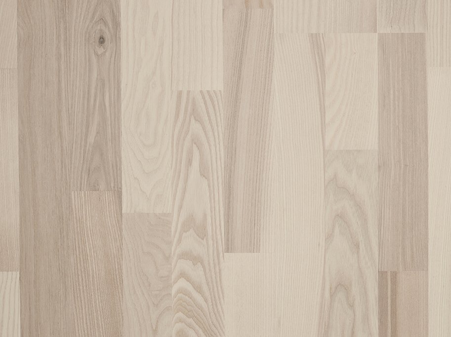 Parketgulv 3-stav - Ask Accent med hvid matlak - Bredde 190 mm