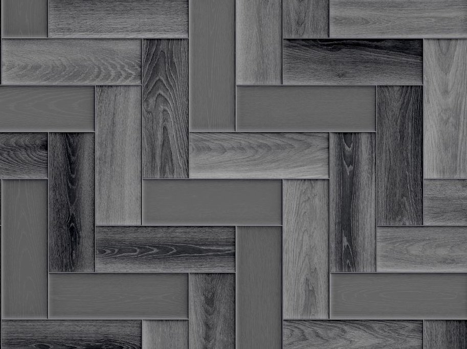 Vinyl  Mrkgrtt fiskbensmnster med tr och plattor