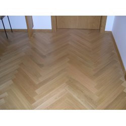 Stavparkett - Borstad Ek Natur med klar mattlack - 500 x 70 x 11,5 mm - 6 mm slitskikt