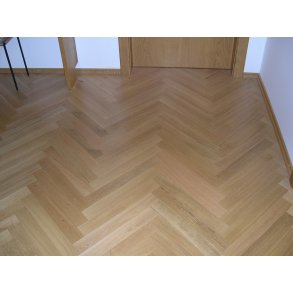 Stavparkett - Borstad Ek Natur med klar mattlack - 500 x 70 x 11,5 mm - 6 mm slitskikt