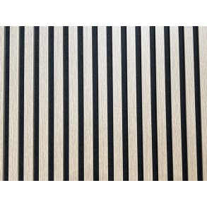 Akustikpanel - Ek m. svart bakgrund - 60,5 x 244 cm