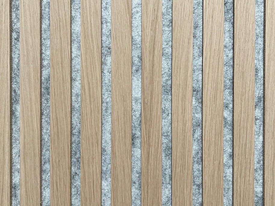 Akustikpanel - Ljus Ek med gr bakgrund - 60 x 240 cm