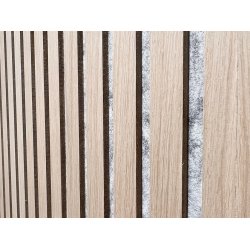 Akustikpanel - Ljus Ek med gr bakgrund - 60 x 240 cm