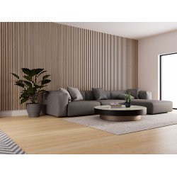 Akustikpanel - Ljus Obehandlad Ek m. svart bakgrund - 60 x 240 cm