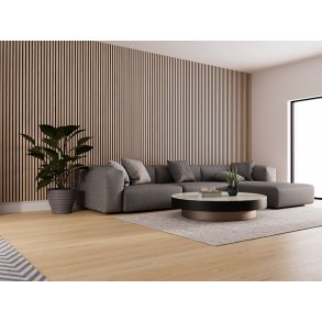 Akustikpanel - Ljus Obehandlad Ek m. svart bakgrund - 60 x 240 cm