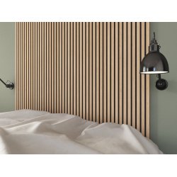 Akustikpanel - Ljus Obehandlad Ek m. svart bakgrund - 60 x 240 cm