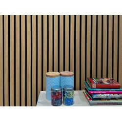 Akustikpanel - Oiled Oak m. sort baggrund - 60 x 240 cm