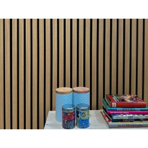 Akustikpanel - Oiled Oak m. sort baggrund - 60 x 240 cm