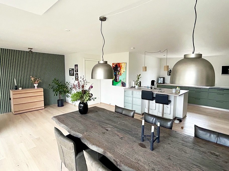 Akustikpanel - Olivengrn m. sort baggrund - 60 x 240 cm