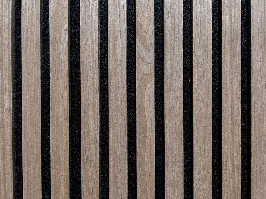 Akustikpanel - Obehandlad Valnt m. svart bakgrund - 60 x 240 cm