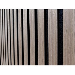 Akustikpanel - Obehandlad Valnt m. svart bakgrund - 60 x 240 cm