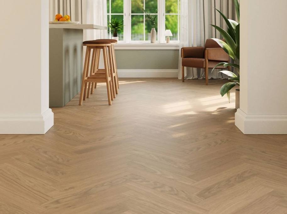 Bjelin Sildeben med kliksystem - Eg Skedvi 2.0 m. klar matlak - Bredde 91 mm