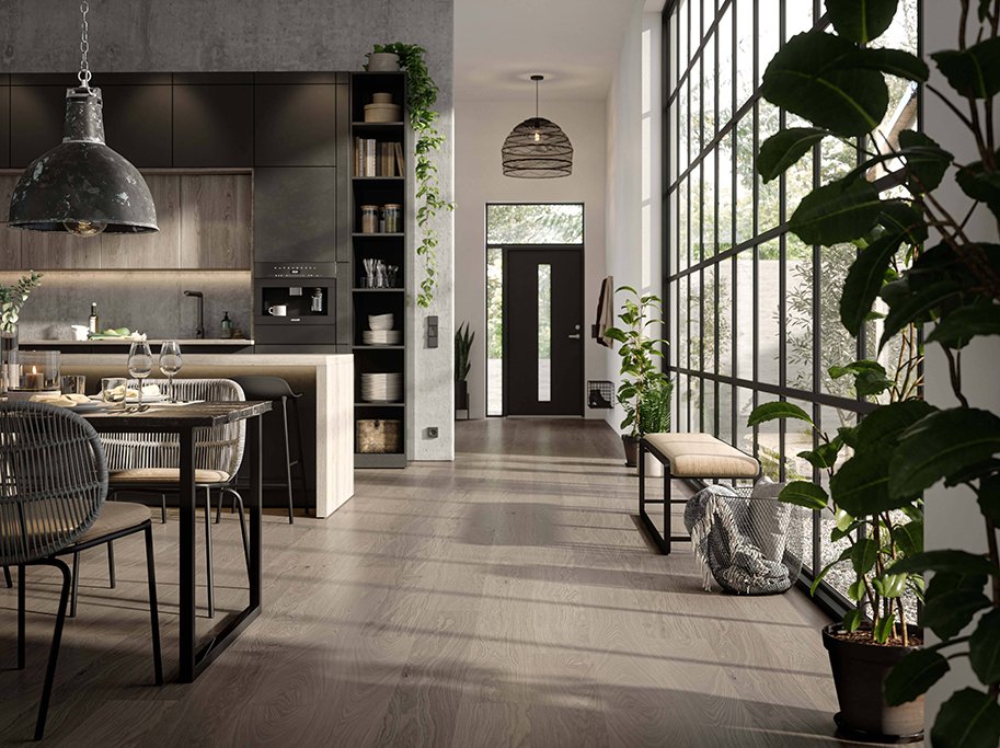 Bjelin Plankegulv - Woodura b�rstet Eg BONNARP 3.0 L med Earth Grey matlak - Bredde 180 mm