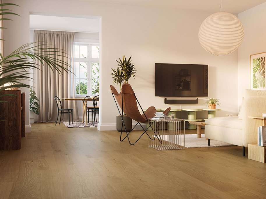 Bjelin Plankegulv - Woodura Eg GANTOFTA 3.0 XL med Terra Brown pro matlak - Bredde 206 mm