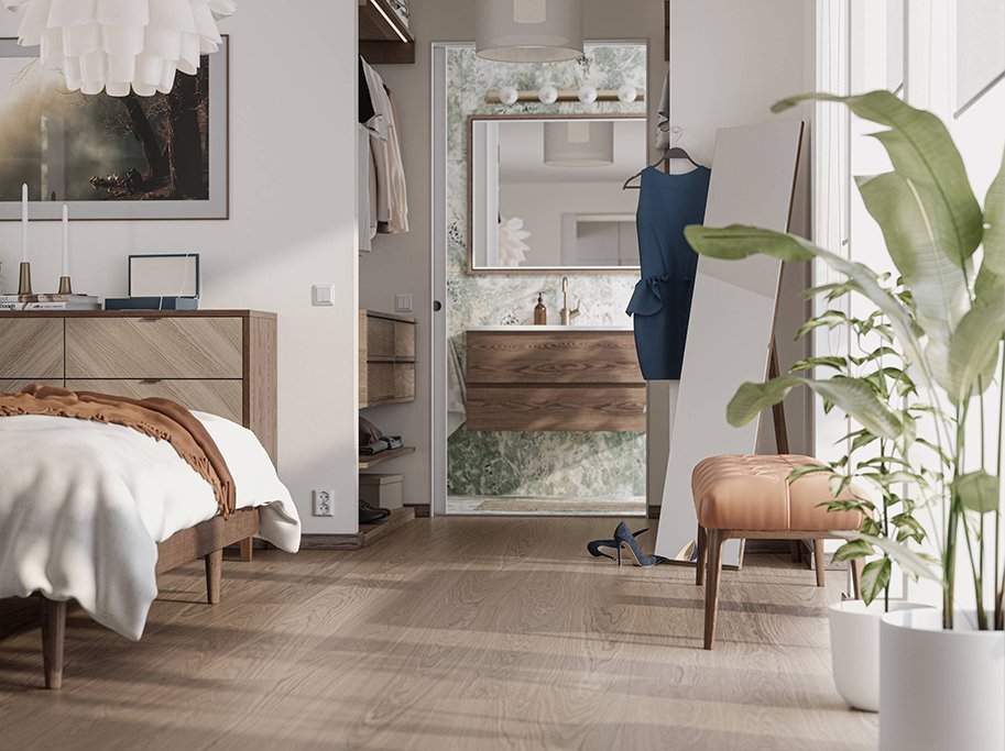 Bjelin Plankegulv - Woodura b�rstet Eg GREVIE 3.0 XL med Earth Grey matlak - Bredde 206 mm