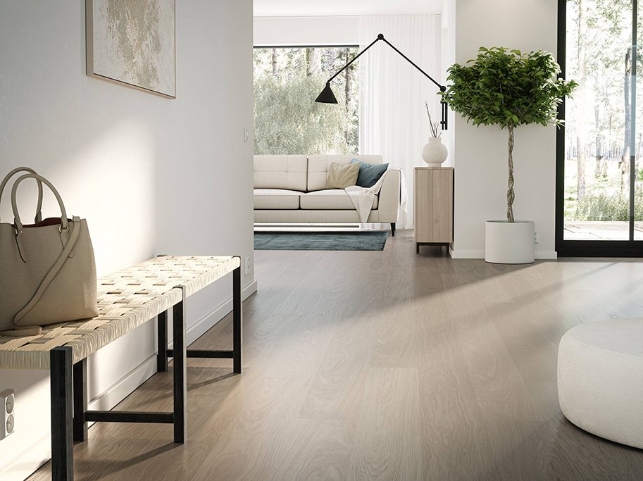 Bjelin Plankegulv - Woodura Eg GRYBY 3.0 L med Earth Grey pro matlak - Bredde 180 mm