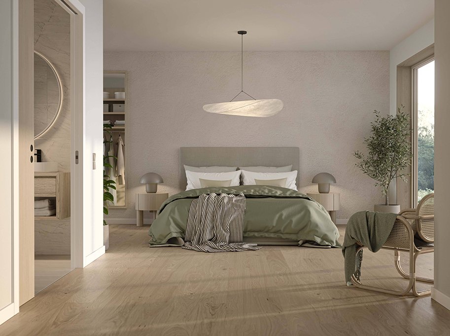 Bjelin Plankegulv - Woodura b�rstet Eg H&Ouml;JA 3.0 L med Misty White matlak - Bredde 180 mm