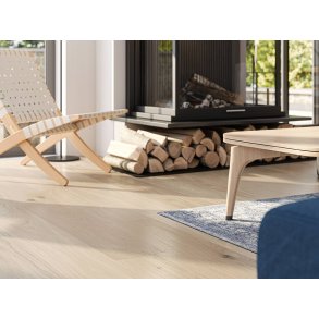 Bjelin Plankegulv - Woodura b�rstet Eg H&Ouml;JA 3.0 XL med Misty White matlak - Bredde 206 mm