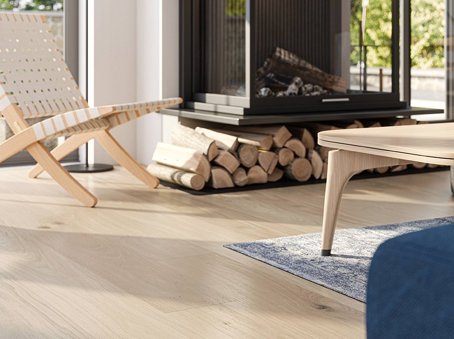 Bjelin Plankegulv - Woodura b�rstet Eg H&Ouml;JA 3.0 XL med Misty White matlak - Bredde 206 mm