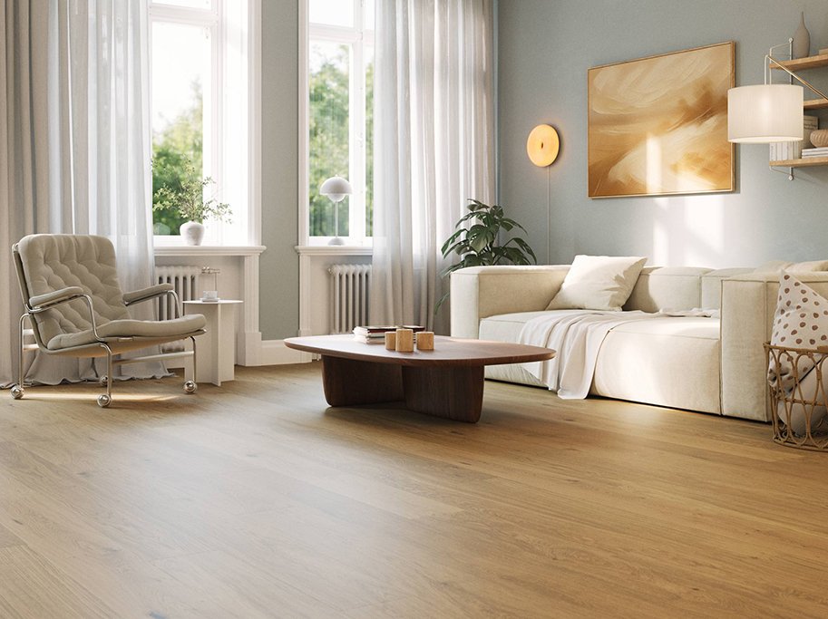 Bjelin Plankegulv - Woodura Eg KVARNBY 3.0 L med klar pro matlak - Bredde 180 mm