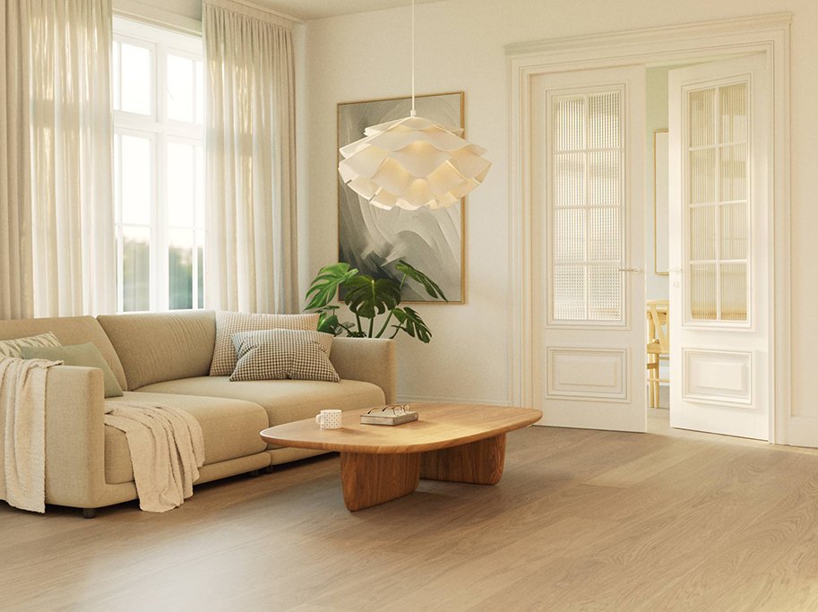 Bjelin Plankegulv - Woodura Eg LOSHULT 3.0 XL med Misty White pro matlak - Bredde 206 mm