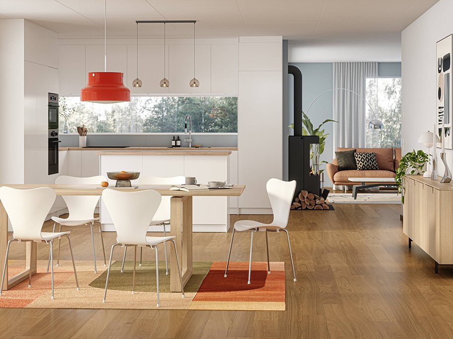 Bjelin Plankegulv - Woodura Eg SKOGEN 3.0 M med klar pro matlak - Bredde 151 mm