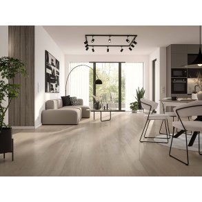 Bjelin Plankegulv - Woodura b�rstet Eg VIARP 3.0 L med Powder White matlak - Bredde 180 mm