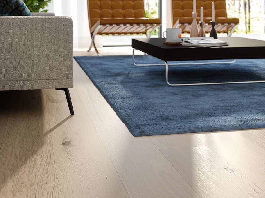 Bjelin Plankegulv - Woodura b�rstet Eg VIARP 3.0 XL med Powder White matlak - Bredde 206 mm