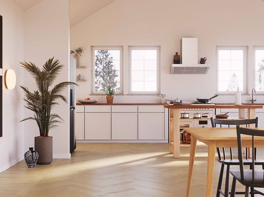 Bjelin Woodura Sildeben - Sigtuna 3.0 Modern med Misty White pro matlak - Bredde 91 mm