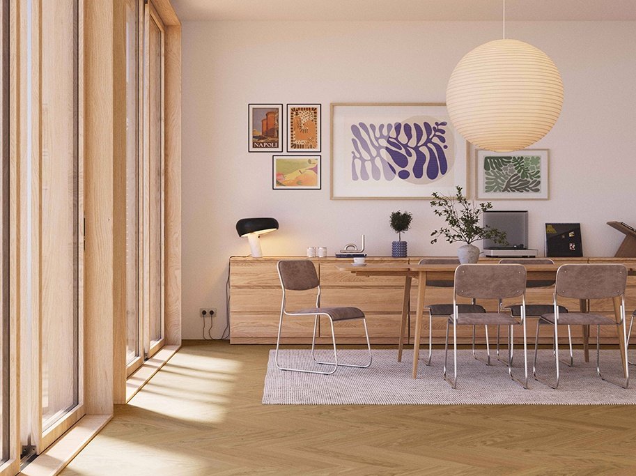 Bjelin Woodura Sildeben - Stockholm 3.0 Modern med Natural pro matlak - Bredde 91 mm