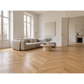 Chevron - Borstad Ek Design med klar olja - Bredd 90 mm