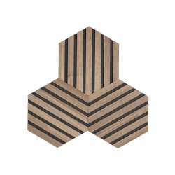 Designpanel - Obehandlad Amerikansk Valnt m. svart bakgrund - Hexagon