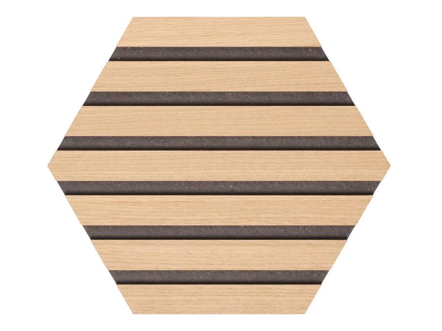 Designpanel - Obehandlad Ek m. svart bakgrund - Hexagon