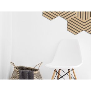 Designpanel - Obehandlad Ek m. svart bakgrund - Hexagon