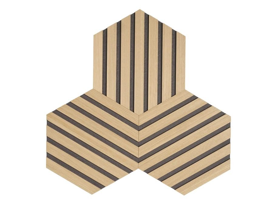 Designpanel - Obehandlad Ek m. svart bakgrund - Hexagon