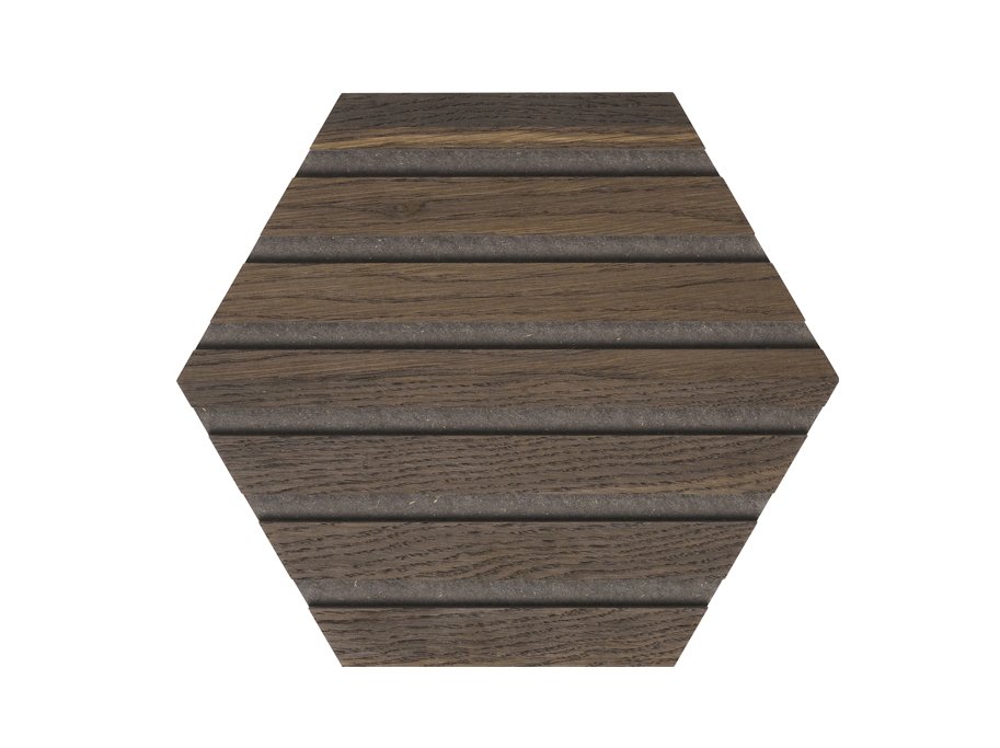 Designpanel - Obehandlad Rkt Ek m. svart bakgrund - Hexagon