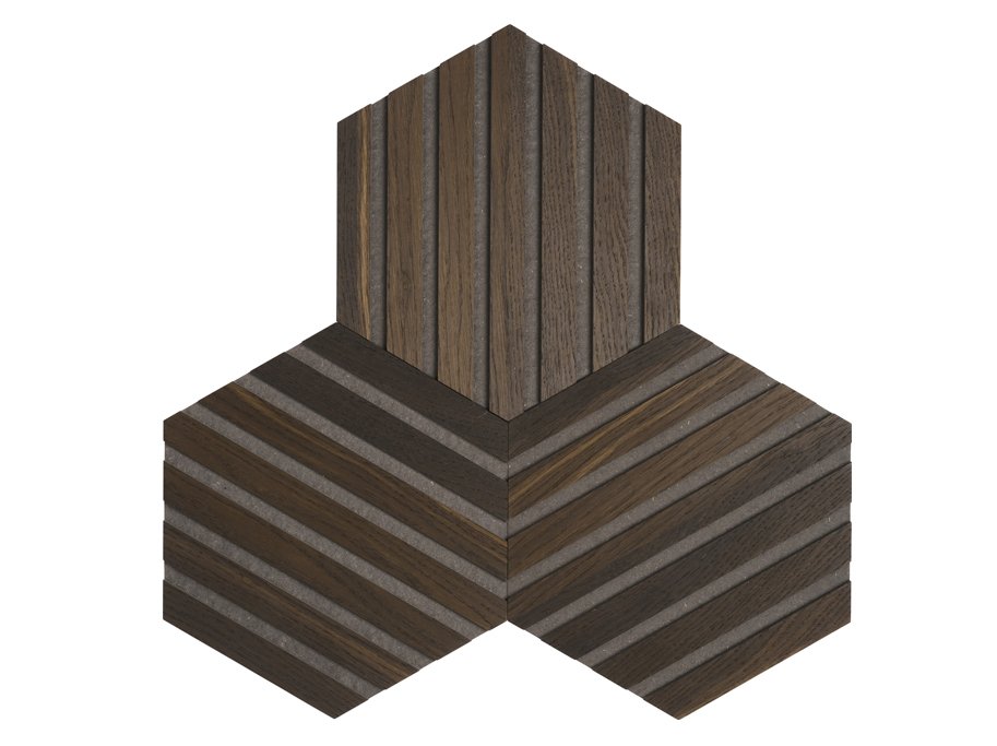 Designpanel - Obehandlad Rkt Ek m. svart bakgrund - Hexagon