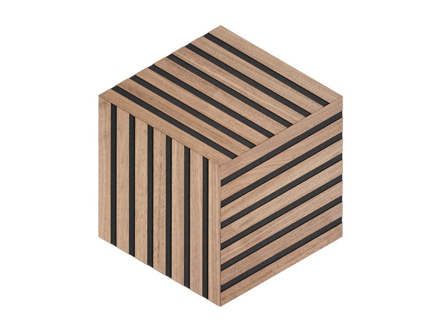 Design panel - Obehandlad Amerikansk Valnt m. svart bakgrund - Romb