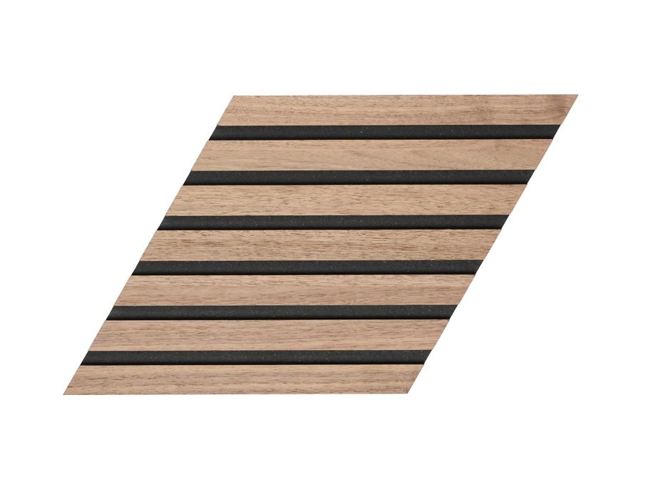 Design panel - Obehandlad Amerikansk Valnt m. svart bakgrund - Romb