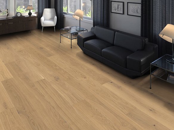 Plankegulv - Brstet Eg Moon med hvid naturaDur matlak - Bredde 180 mm