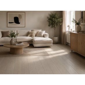 HARO Plankegulv - B�rstet Ask Markant med pastel cremefarvet naturaDur matlak - Bredde 180 mm