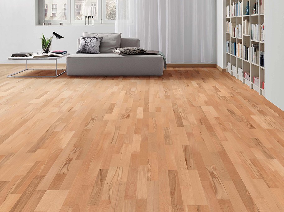 HARO Parketgulv 3-stav - Dampet B�g Favorit med klar naturaDur matlak - Bredde 180 mm 