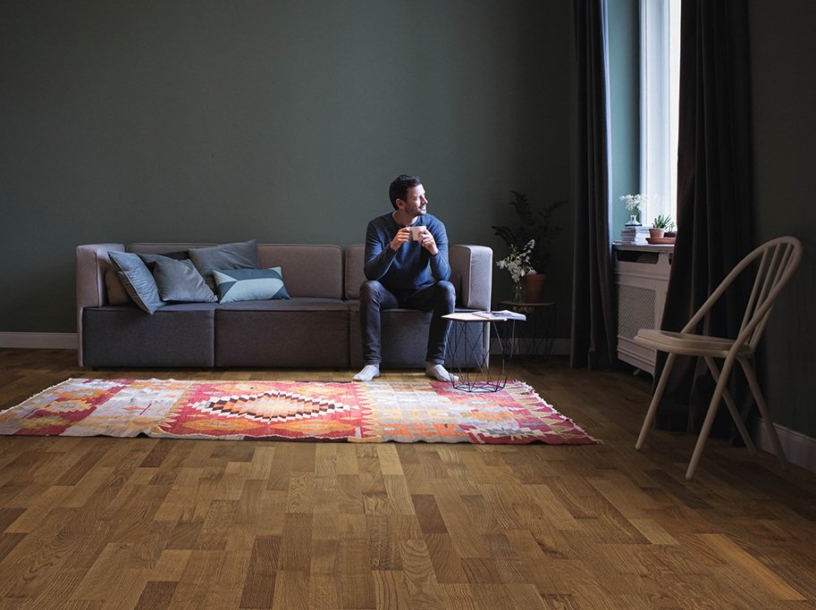 HARO Parketgulv 3-stav - Brstet og rget Eg Naturale med klar naturaLin olie - Bredde 180 mm