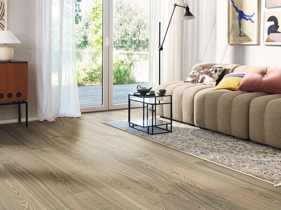 HARO Plankegulv - Retrobrstet Ask Tobaksgr Universal med olie - Bredde 180 mm