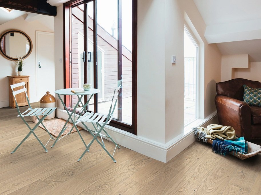 HARO Plankegulv - Brstet Eg Sauvage med hvid olie - Bredde 240 mm