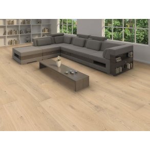 HARO Plankegulv - Brstet Eg Lysehvid Markant med hvid olie - Bredde 180 mm