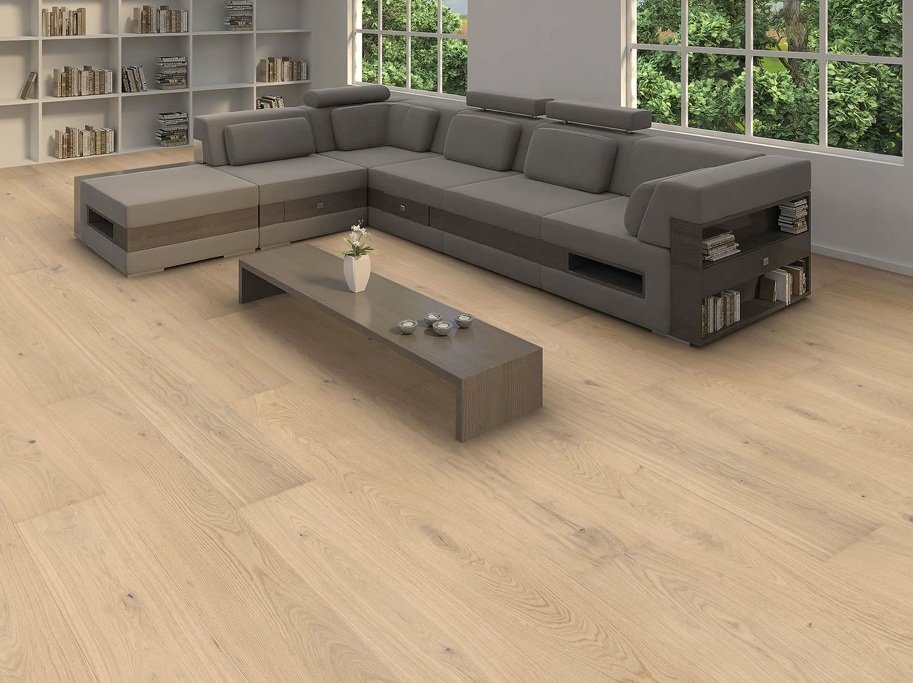 HARO Plankegulv - Brstet Eg Lysehvid Markant med hvid olie - Bredde 180 mm